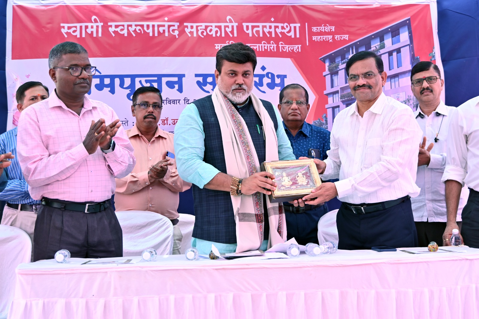 स्वामी स्वरूपानंद पतसंस्थेच्या नूतन वास्तूचे पालकमंत्री उदय सामंत यांच्या हस्ते भूमीपूजन